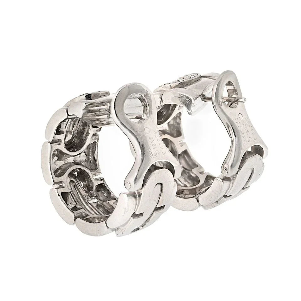 Cartier 18K White Gold Maillon Panthere Hoop Earrings - The Back Vault