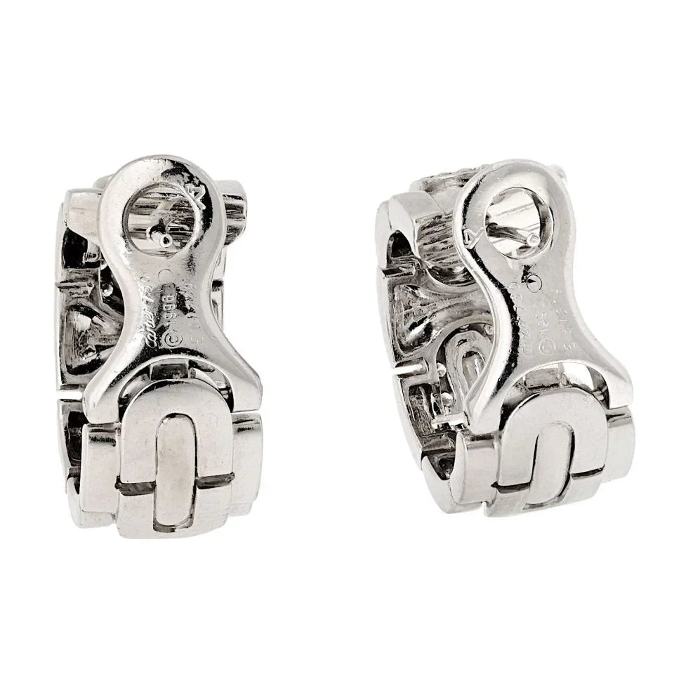 Cartier 18K White Gold Maillon Panthere Hoop Earrings - The Back Vault