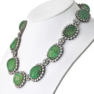 18K White Gold 1960's Cabochon Emerald And Diamond Necklace - The Back Vault