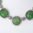 18K White Gold 1960's Cabochon Emerald And Diamond Necklace - The Back Vault