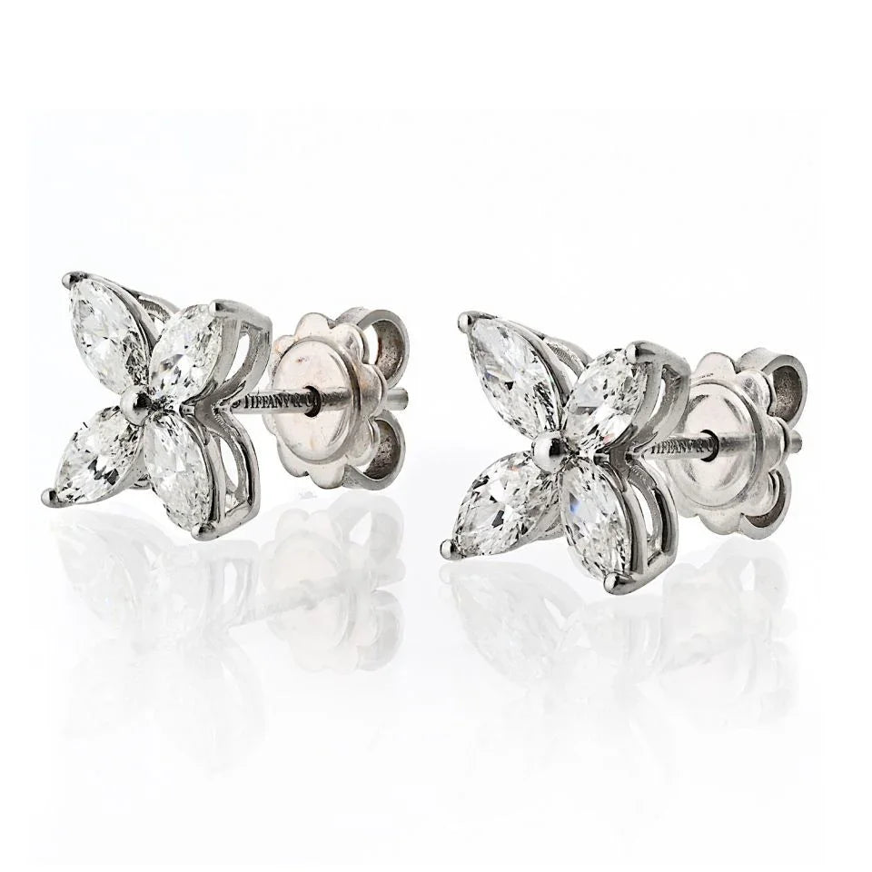Tiffany & Co. Victoria Large Model Marquise Cut 1.62cttw Stud Earrings - The Back Vault