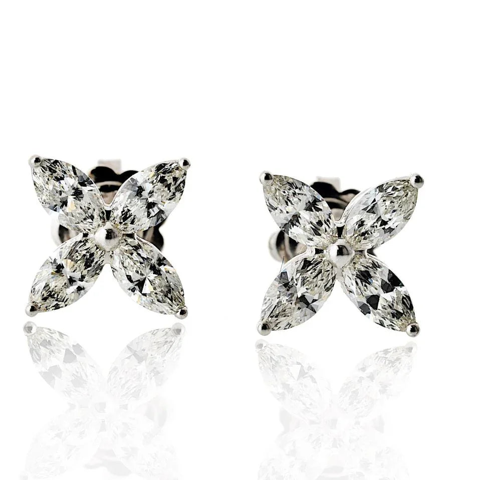 Tiffany & Co. Victoria Large Model Marquise Cut 1.62cttw Stud Earrings - The Back Vault
