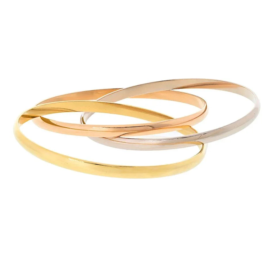 Cartier Trinity 18K Tri Color Small Model Roller Bangle Bracelet - The Back Vault