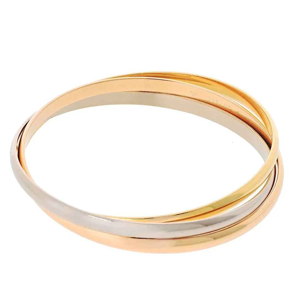 Cartier Trinity 18K Tri Color Small Model Roller Bangle Bracelet - The Back Vault