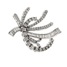 14K White Gold Round And Baguette Diamond Brooch - The Back Vault