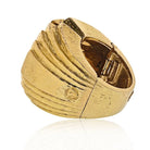 David Webb Platinum & 18K Yellow Gold With Bark Finish Estate Step Ring - The Back Vault