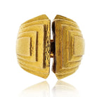 David Webb Platinum & 18K Yellow Gold With Bark Finish Estate Step Ring - The Back Vault