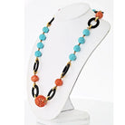 David Webb Platinum & 18K Yellow Gold Coral, Onyx, Turquoise Necklace - The Back Vault