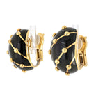 Tiffany & Co. Schlumberger Platinum & 18K Yellow Gold Banana Black Enamel Earrings - The Back Vault