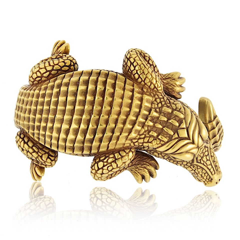 Kieselstein Cord 18K Yellow Gold Alligator Cuff Bracelet – The