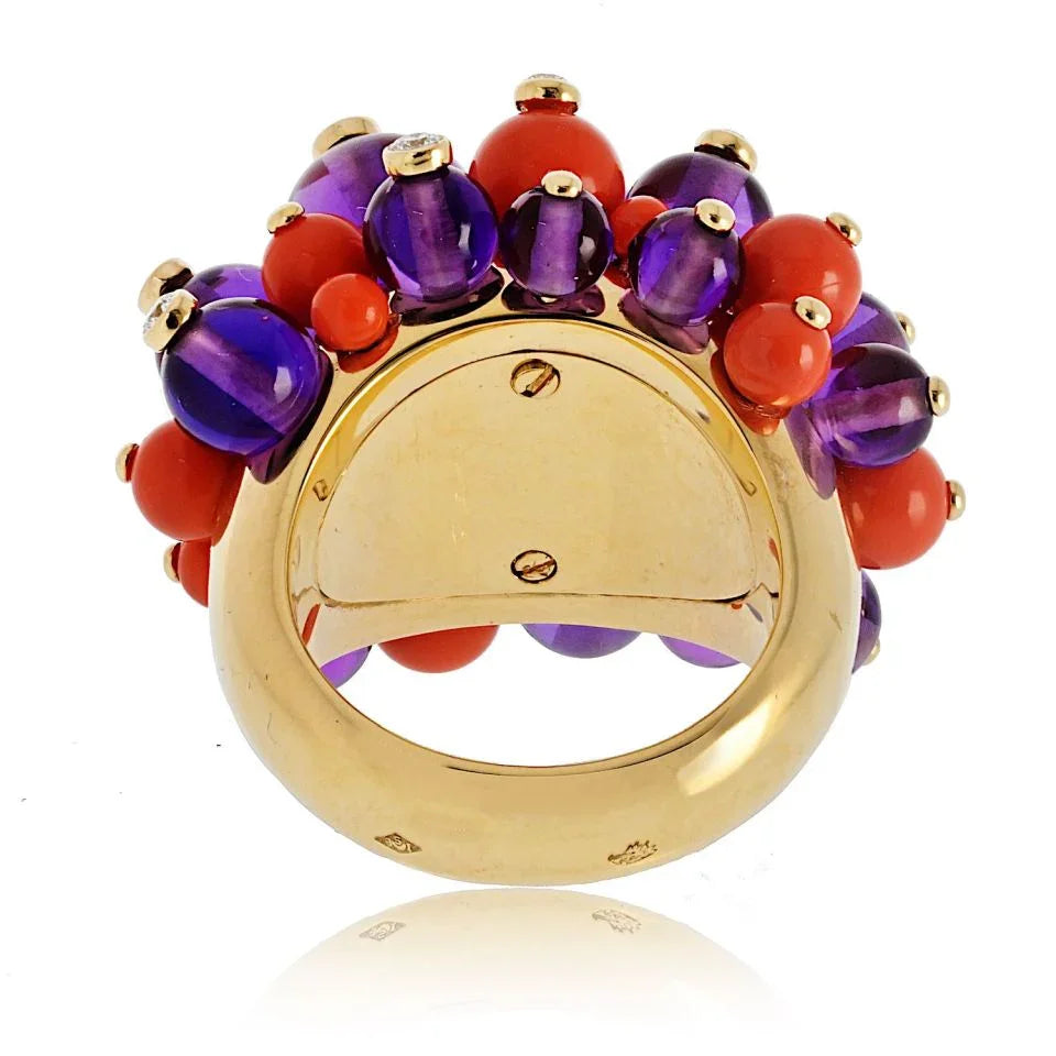 Cartier Delices de goa Amethyst, Coral And Diamond Ring - The Back Vault