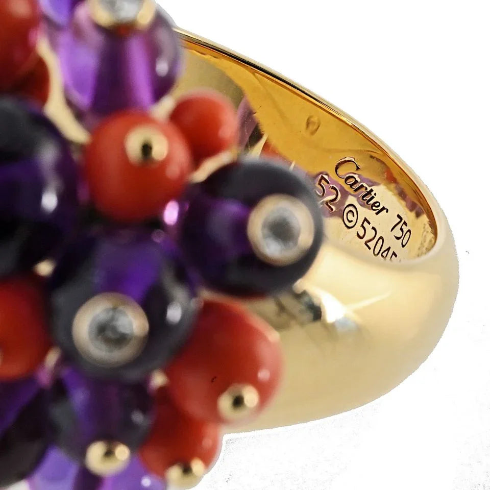 Cartier Delices de goa Amethyst, Coral And Diamond Ring - The Back Vault
