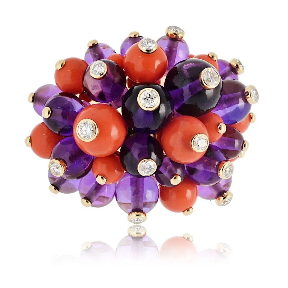 Cartier Delices de goa Amethyst, Coral And Diamond Ring - The Back Vault
