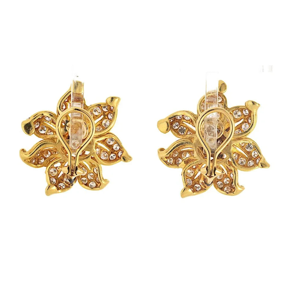 Kieselstein Cord 18K Yellow Gold Diamond Flower 7.00cttw Earrings - The Back Vault