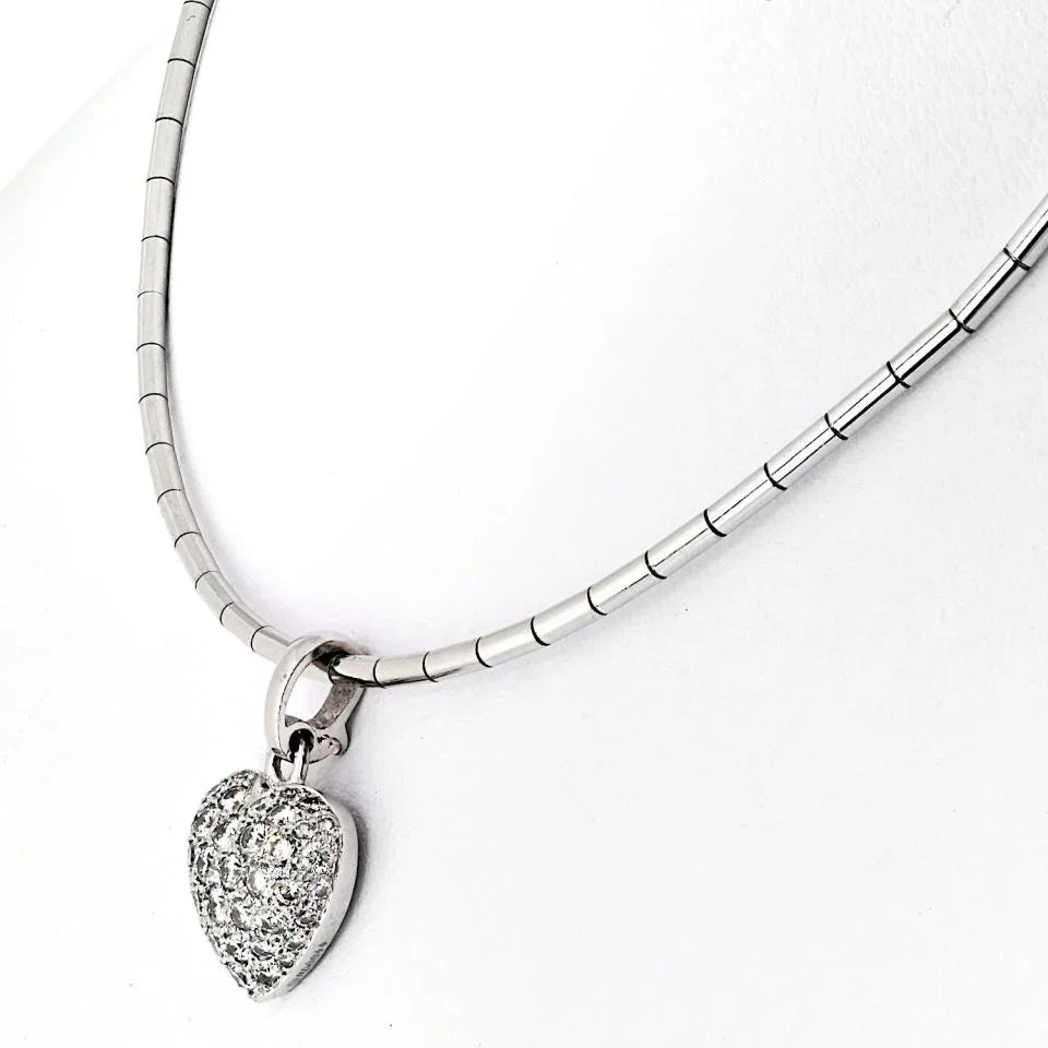 Cartier 18K White Gold Pave Diamond Heart Necklace - The Back Vault