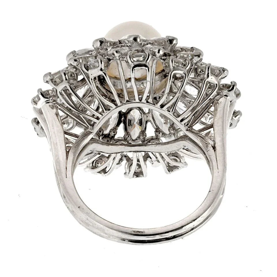 Oscar Heyman Platinum 6.00cttw Diamond And Pearl Ring - The Back Vault