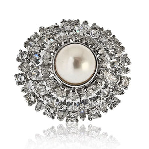 Oscar Heyman Platinum 6.00cttw Diamond And Pearl Ring