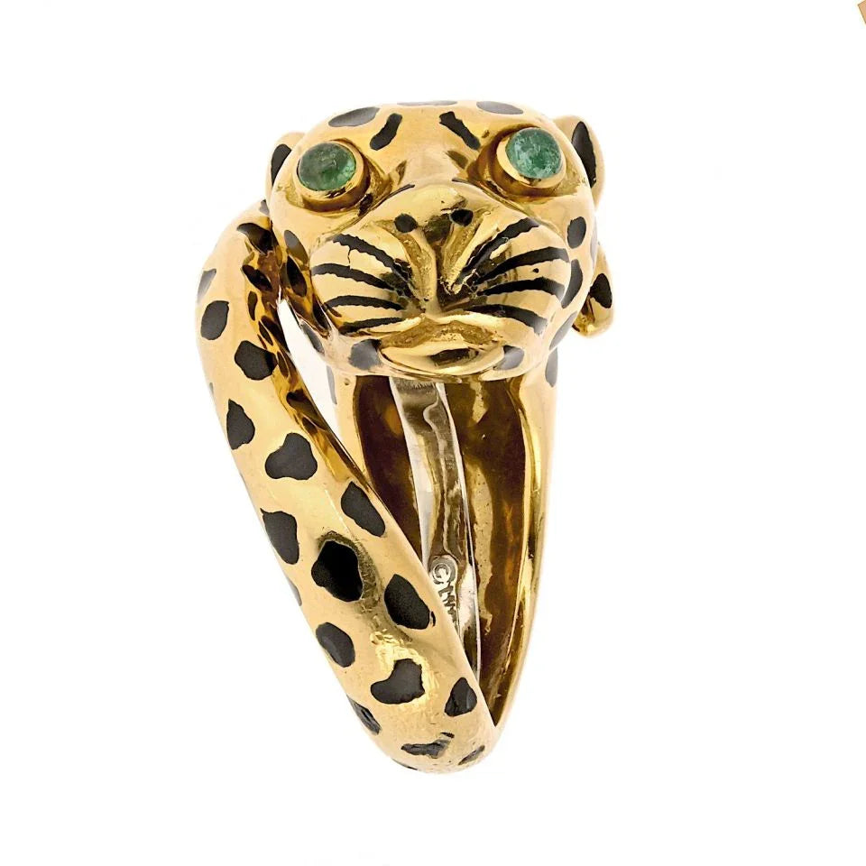 David Webb Platinum & 18K Yellow Gold Leopard Ring - The Back Vault