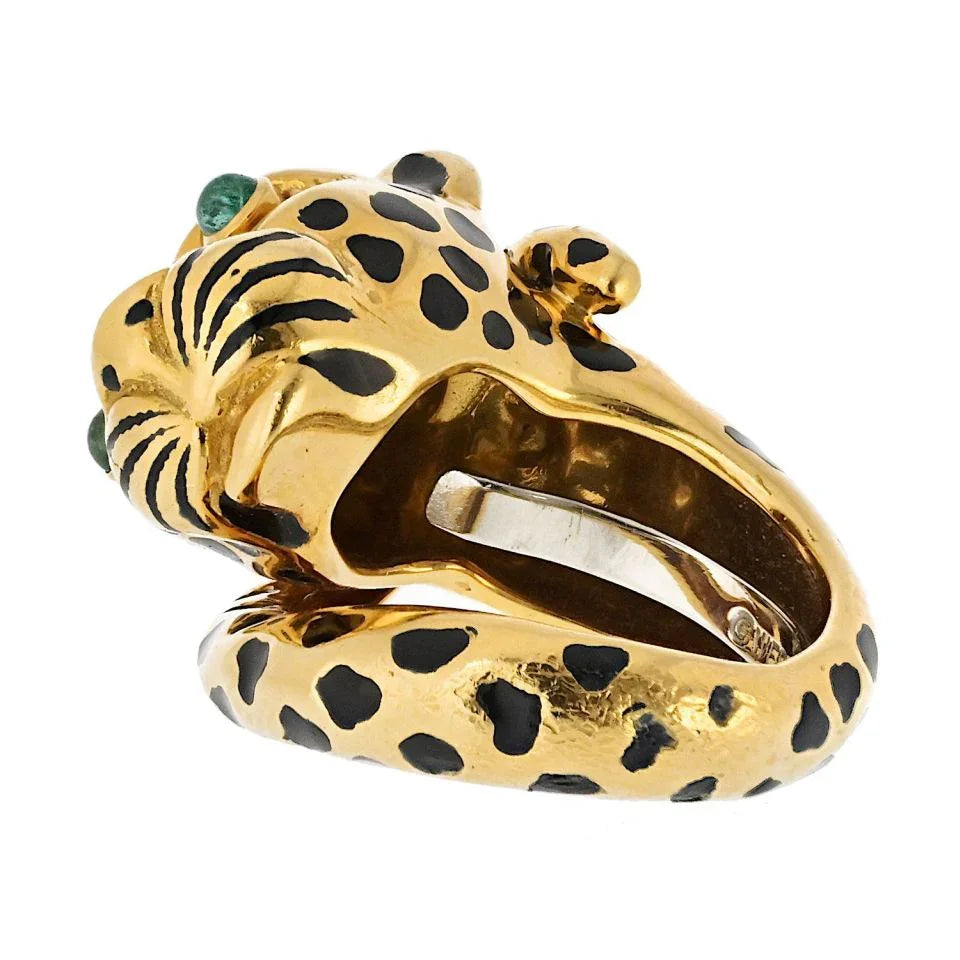 David Webb Platinum & 18K Yellow Gold Leopard Ring - The Back Vault