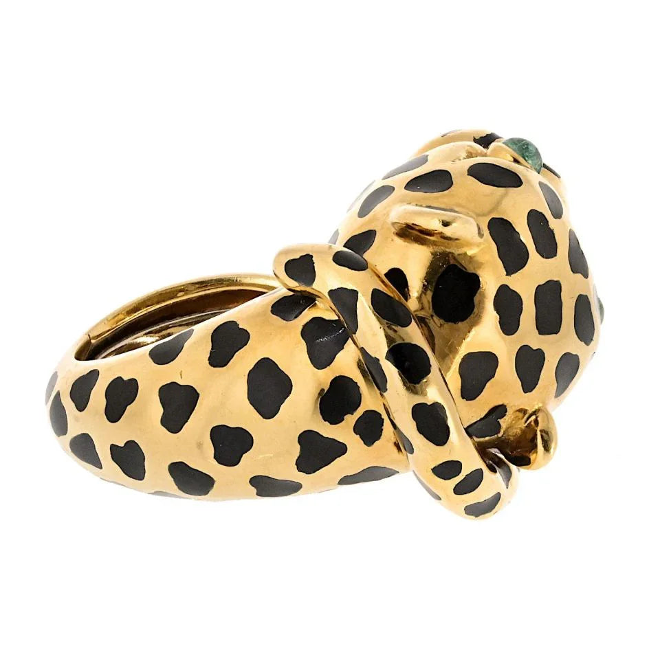 David Webb Platinum & 18K Yellow Gold Leopard Ring - The Back Vault