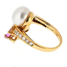 Bvlgari 18K Yellow Gold Contraire Pearl And Diamond, Multisapphire Ring - The Back Vault