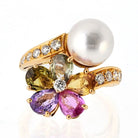 Bvlgari 18K Yellow Gold Contraire Pearl And Diamond, Multisapphire Ring - The Back Vault