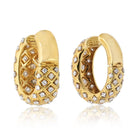 David Webb Platinum & 18K Yellow Gold Diamond Clip On Oval Hoop Earrings - The Back Vault