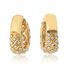David Webb Platinum & 18K Yellow Gold Diamond Clip On Oval Hoop Earrings - The Back Vault