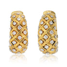 David Webb Platinum & 18K Yellow Gold Diamond Clip On Oval Hoop Earrings - The Back Vault
