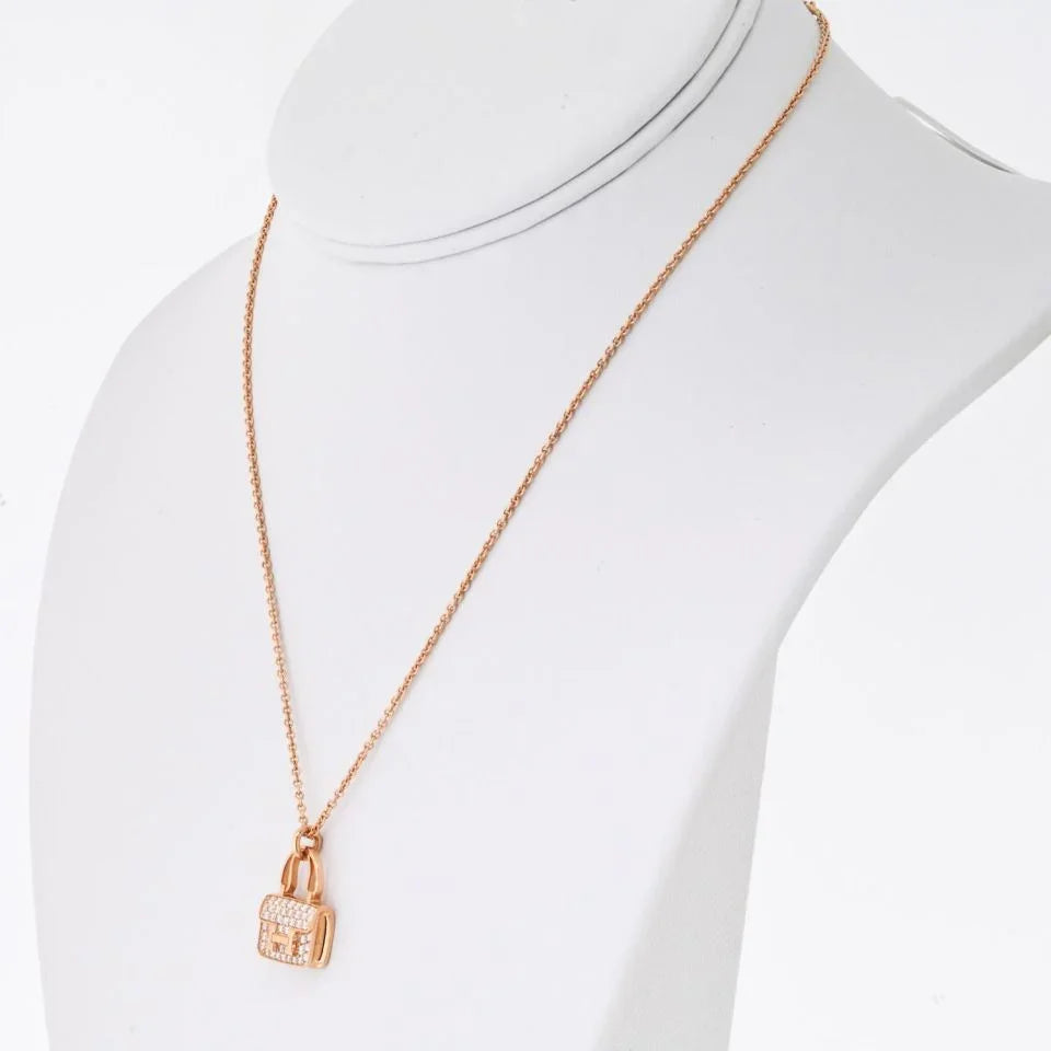 Hermes 18K Rose Gold Amulettes Constance Pendant Necklace - The Back Vault