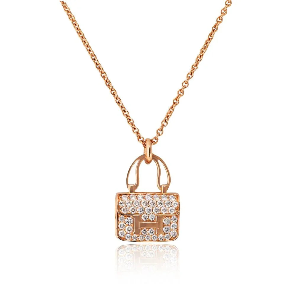 Hermes 18K Rose Gold Amulettes Constance Pendant Necklace - The Back Vault