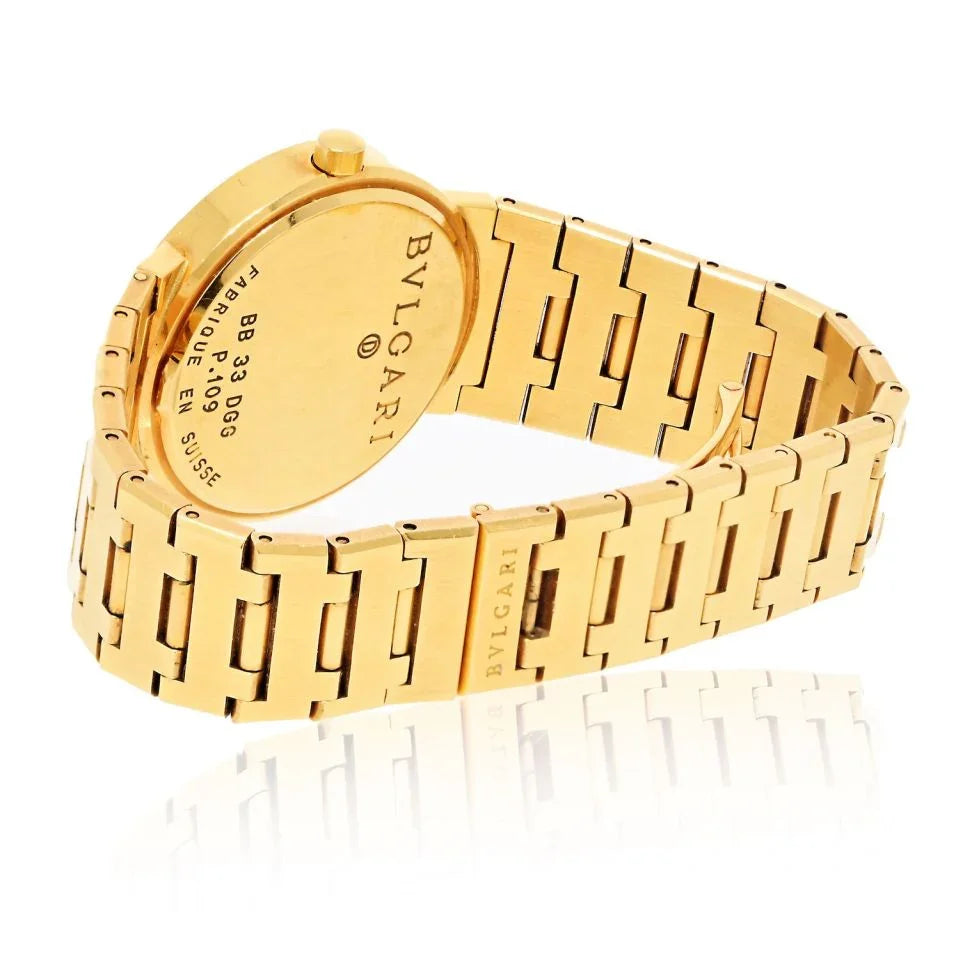 Bvlgari 18K Yellow Gold BB 33 DGG 33mm Diamond Dial Watch - The Back Vault