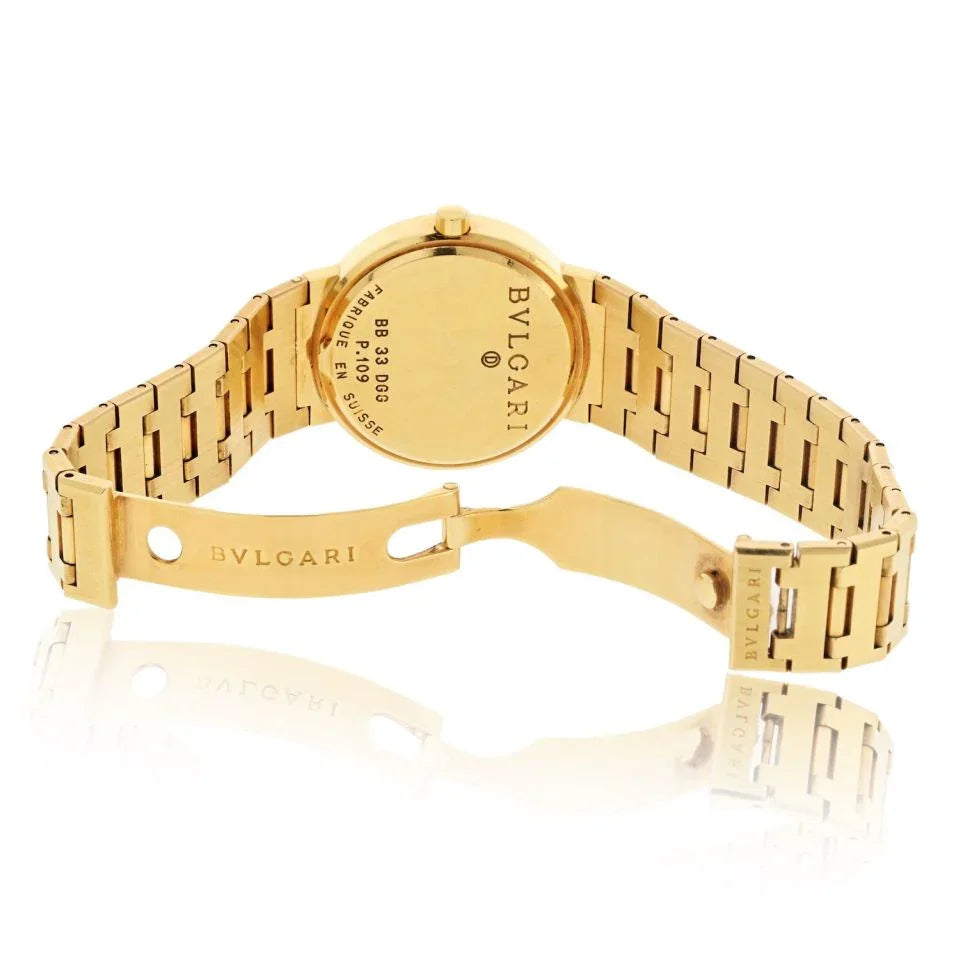 Bvlgari 18K Yellow Gold BB 33 DGG 33mm Diamond Dial Watch - The Back Vault