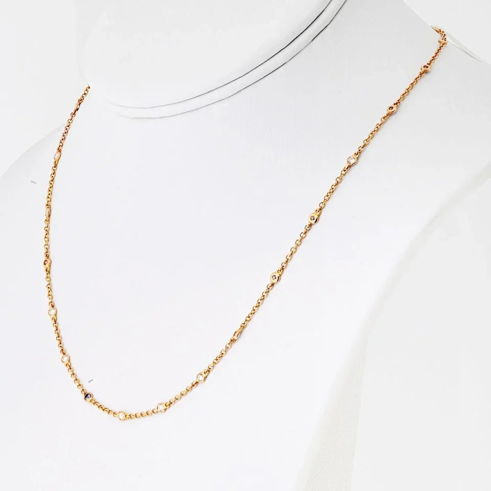 Tiffany & Co. 18K Rose Gold Diamond By The Yard Necklace - The Back Vault