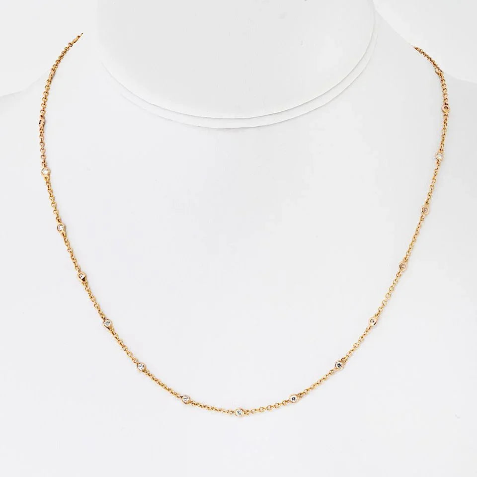 Tiffany & Co. 18K Rose Gold Diamond By The Yard Necklace - The Back Vault