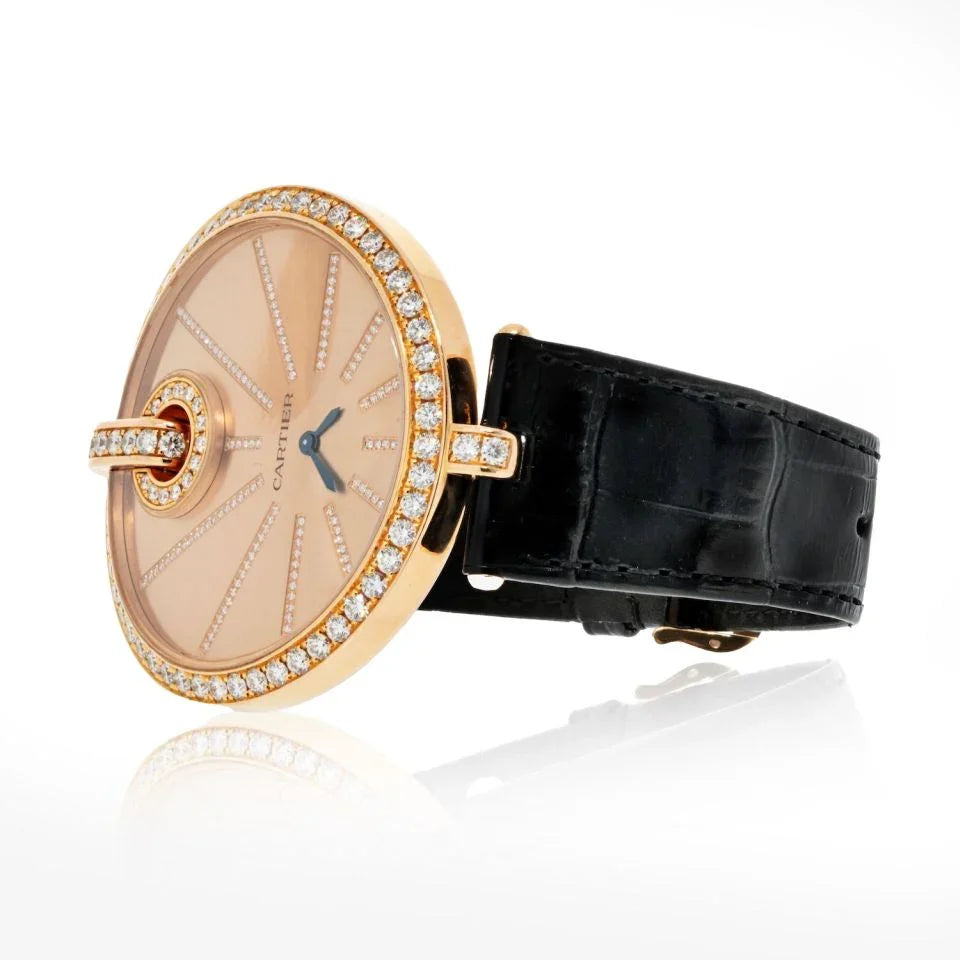Cartier 18K Rose Gold Captive 55mm Diamond Bezel And Diamond Dial Watch - The Back Vault