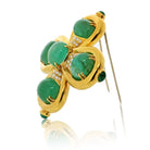 David Webb 18K Yellow Gold Cabochon Cut Green Emerald And Diamond Heraldic Brooch - The Back Vault