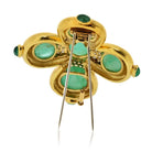 David Webb 18K Yellow Gold Cabochon Cut Green Emerald And Diamond Heraldic Brooch - The Back Vault