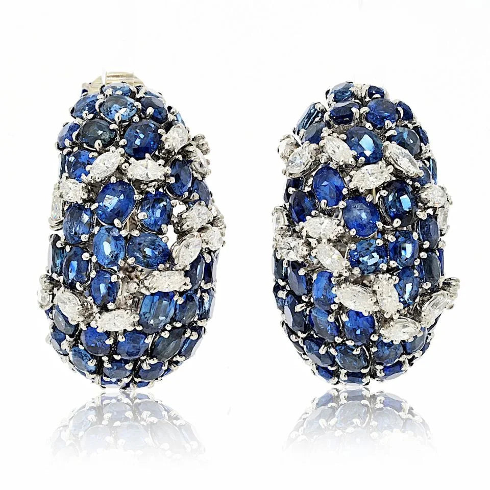 David Webb Platinum Sapphire And Diamond Shrimp Earrings - The Back Vault