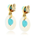 David Webb 18K Yellow Gold Jade And Turquoise Door Knocker Earrings - The Back Vault