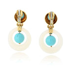 David Webb 18K Yellow Gold Jade And Turquoise Door Knocker Earrings - The Back Vault