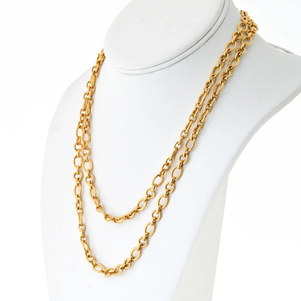 Cartier 18K Yellow Gold Oval And Round Chain 36 Inches Necklace - The Back Vault