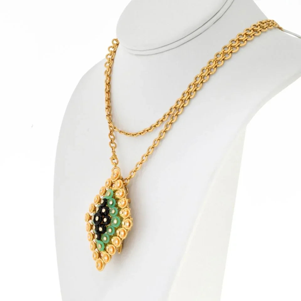 Van Cleef & Arpels 18K Yellow Gold Bouton D'or Pendant Brooch Clip Necklace - The Back Vault