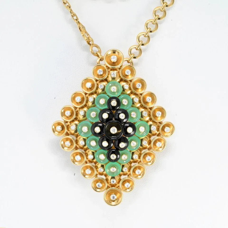 Van Cleef & Arpels 18K Yellow Gold Bouton D'or Pendant Brooch Clip Necklace - The Back Vault