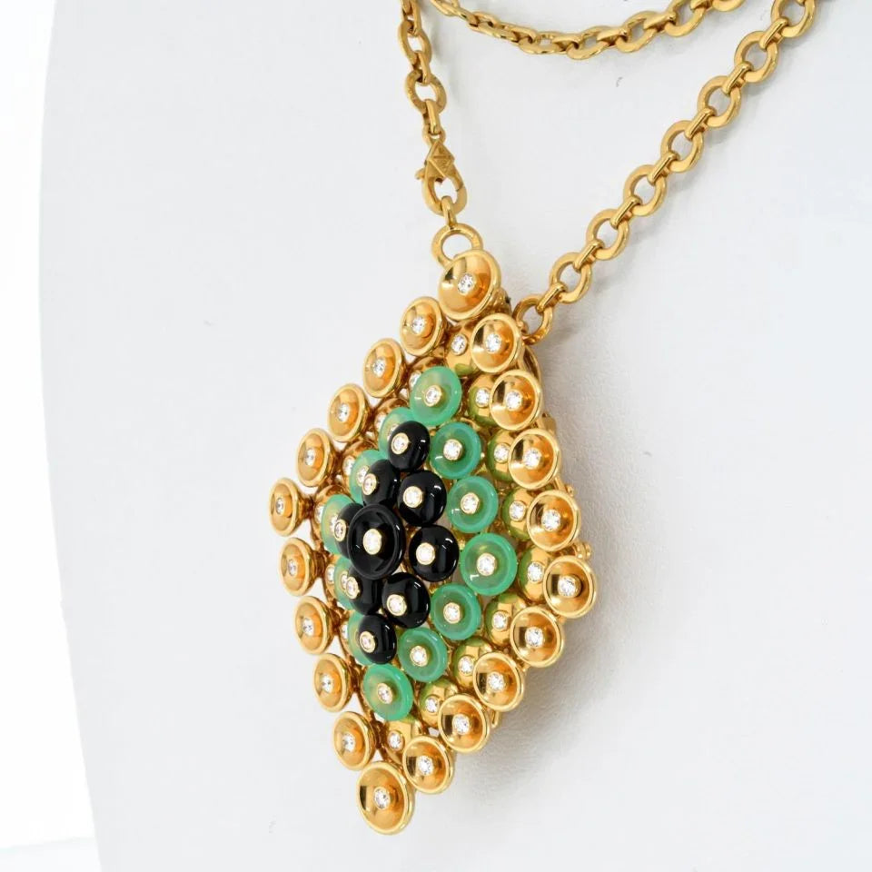 Van Cleef & Arpels 18K Yellow Gold Bouton D'or Pendant Brooch Clip Necklace - The Back Vault