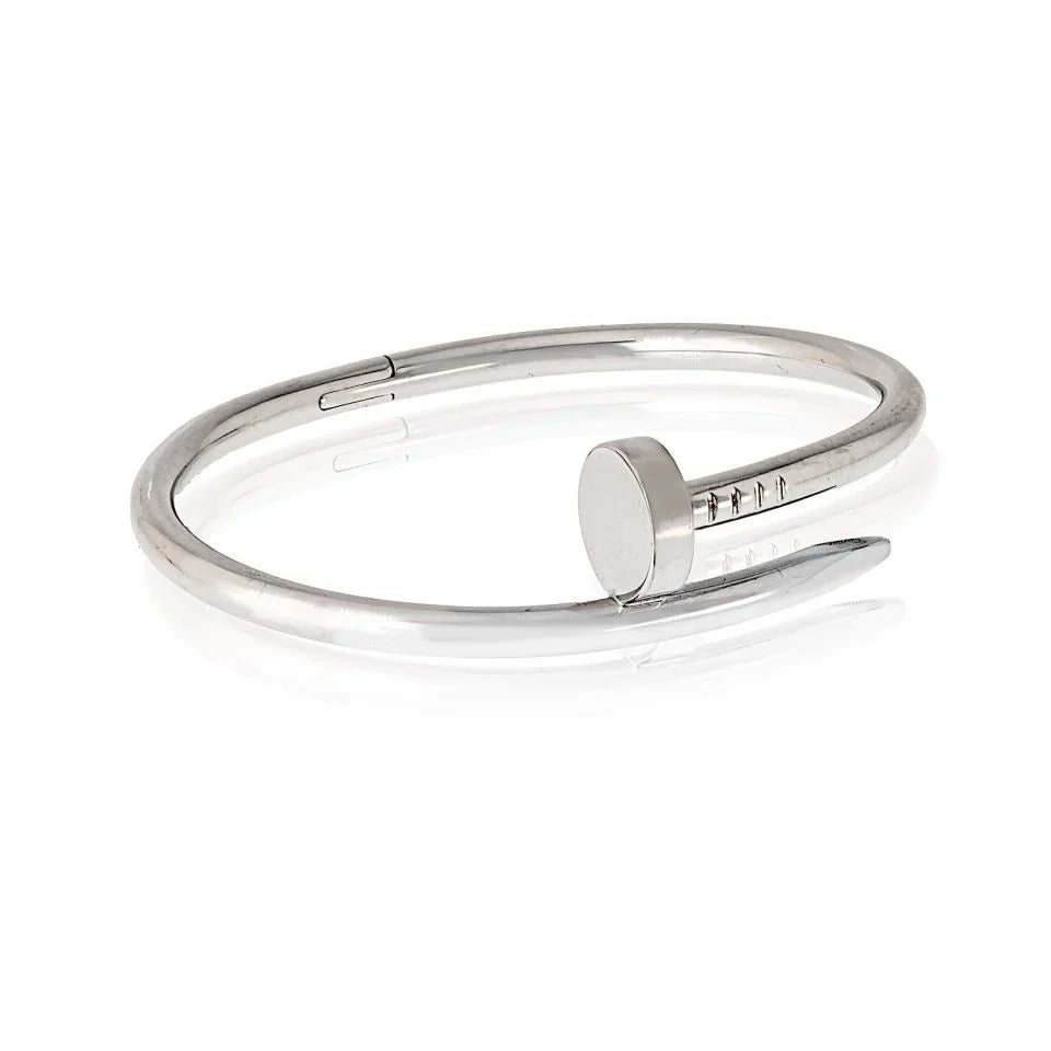 Cartier Juste Un Clou 18K White Gold Size 15 With Pouch Bracelet - The Back Vault