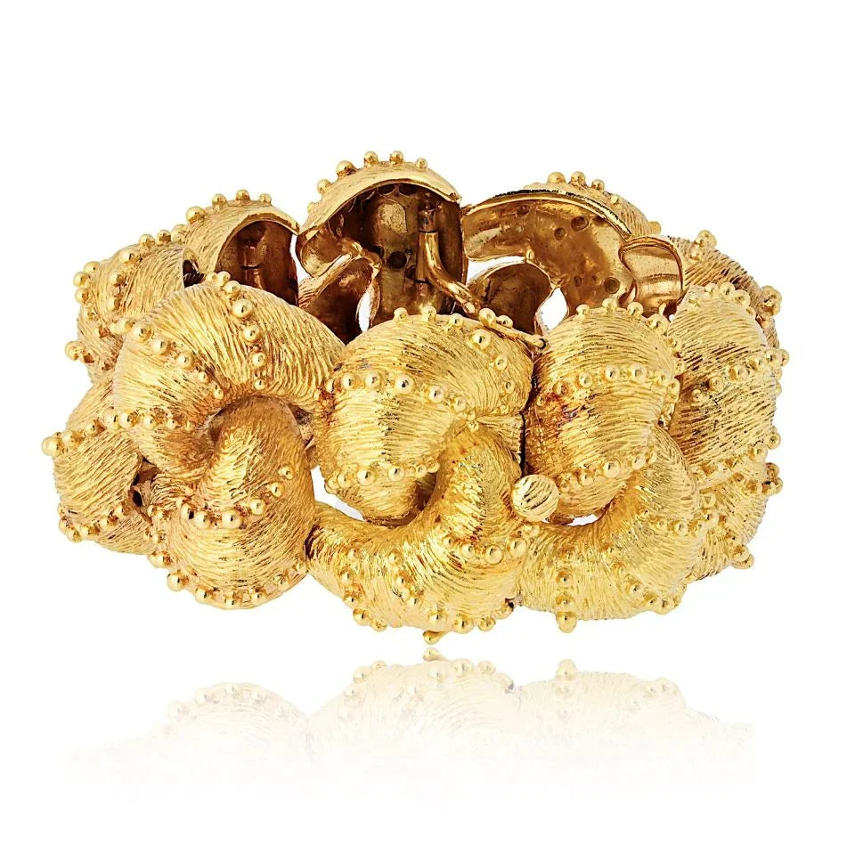 Wander France 18K Yellow Gold Chunky Textured Bracelet - The Back Vault