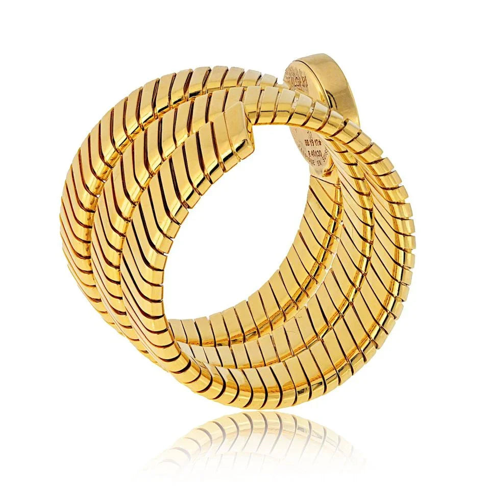 Bvlgari 18K Yellow Gold BB 19 1T Vintage Serpenti Black Dial Watch - The Back Vault