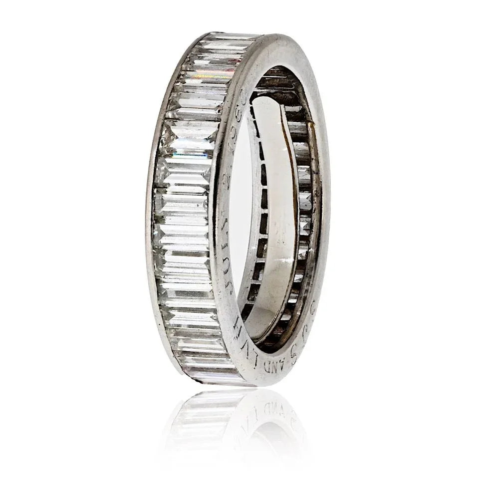 Platinum 3.00cttw Baguette Diamond Eternity Band - The Back Vault