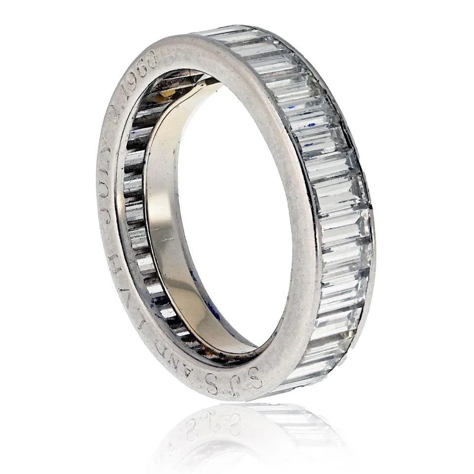 Platinum 3.00cttw Baguette Diamond Eternity Band - The Back Vault